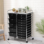 COSTWAY 15 Drawer Rolling Storage Cart, Utility Tools Paper Organizer on Wheels - Image 8