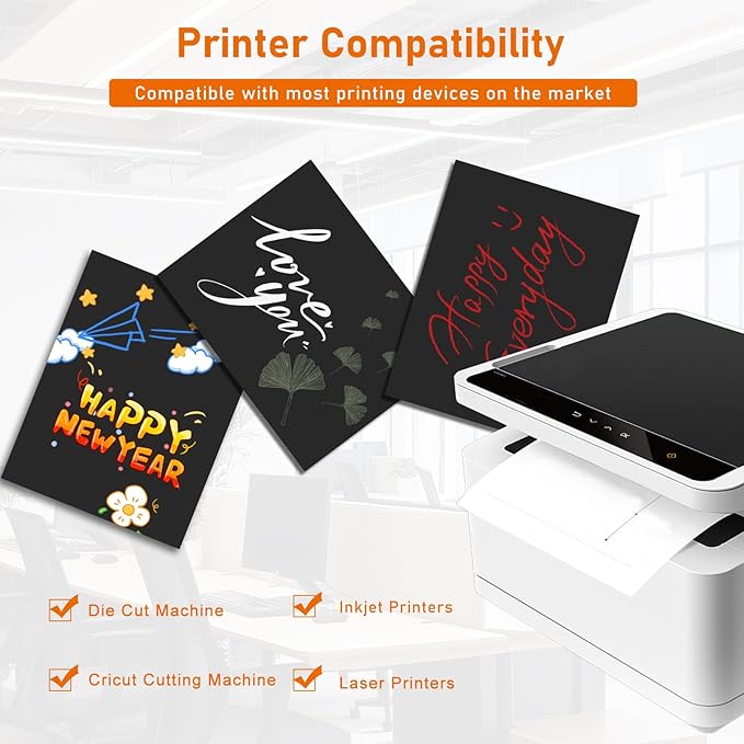 100 Sheets Black Shimmer Cardstock 8.5 x 11 Halloween Paper, 92lb Heavyweight - Image 4