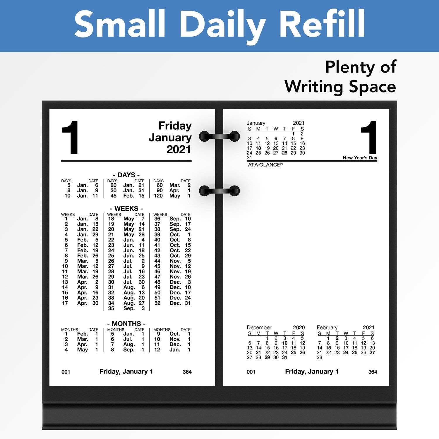 2021 Daily Desk Calendar Refill by AT-A-GLANCE, 3-1/2" x 6", Financial (S1705021)
