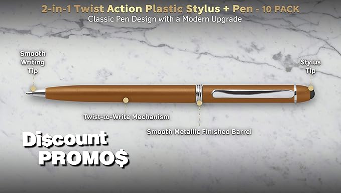 DISCOUNT PROMOS Twist Action Plastic Stylus Pens, Bulk Pack - Image 2