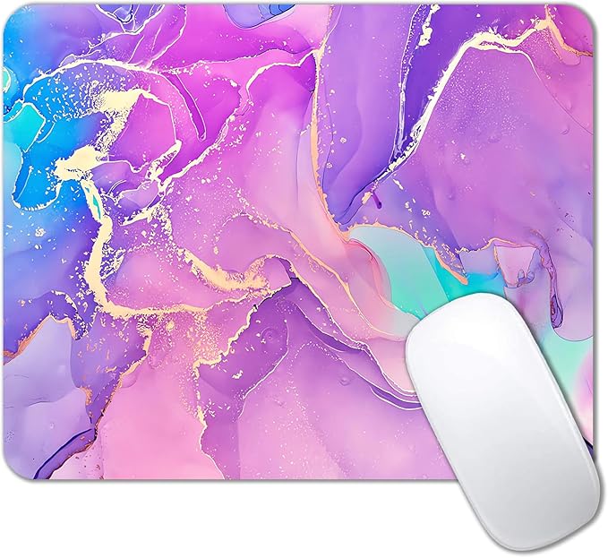 IMAYONDIA Purple Pink Blue Marble Mouse Pad, Liquid Gold Paint Marble Mouse Pads by IMAYONDIA