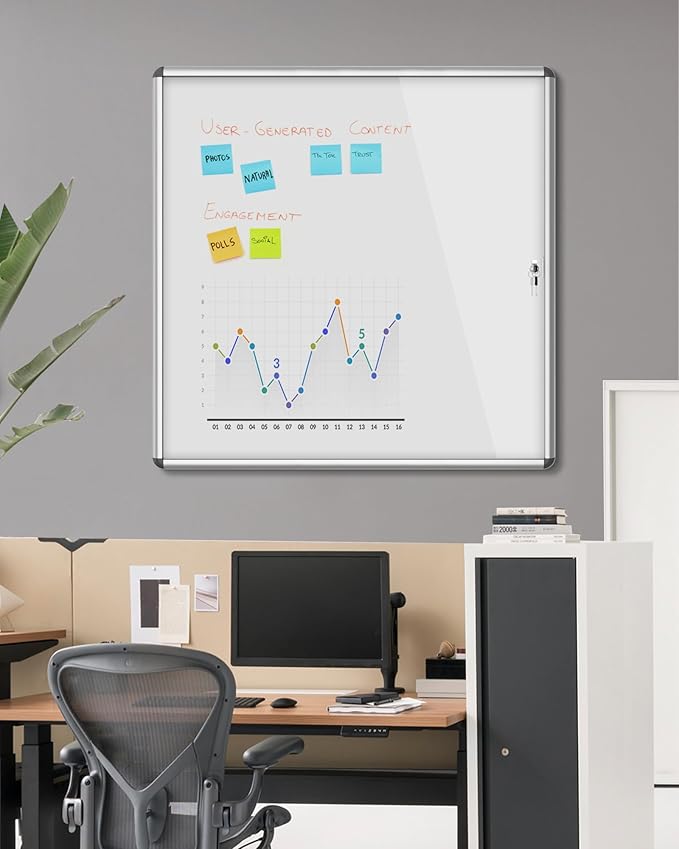 Mifuro 38"x38" Enclosed Bulletin Board, Lockable Weather-Resistant Aluminum - Image 2