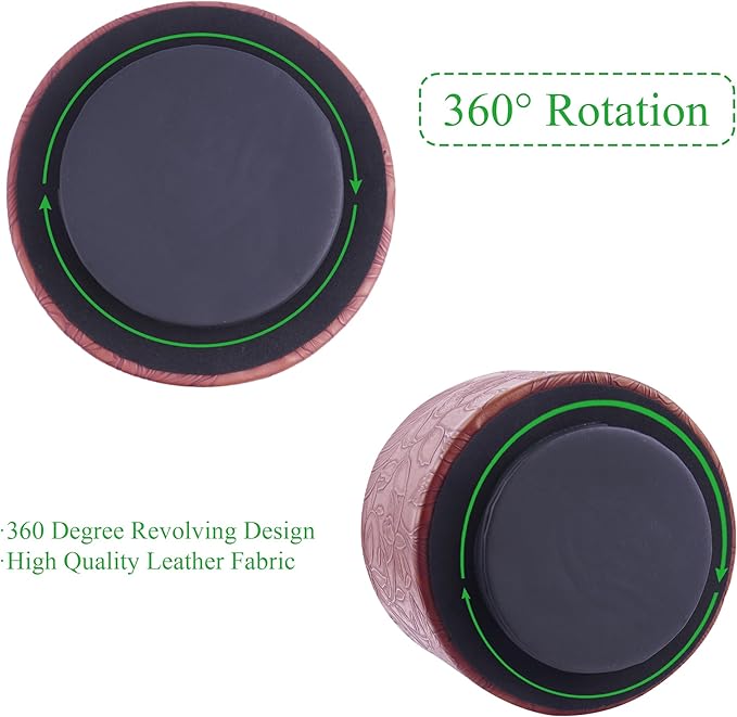 Hennaja Round Leather Art Supply Organizer, Remote Control Holder, 360 Degree - Image 4