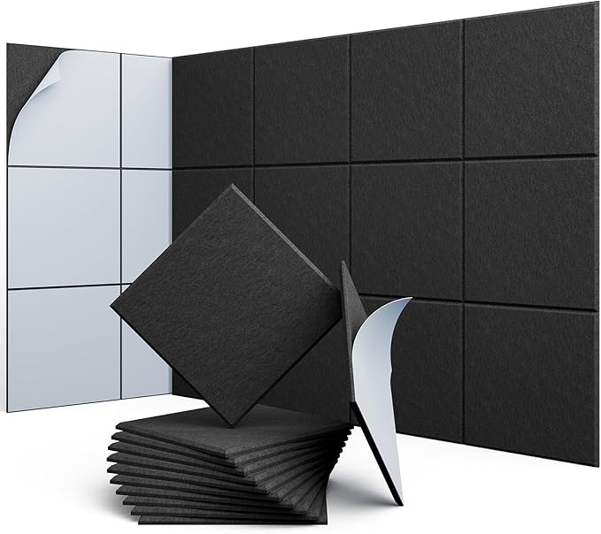 UNECHO 12 Pack 12" X 12" X 0.4" Acoustic Panels by UNECHOACOUSTIC