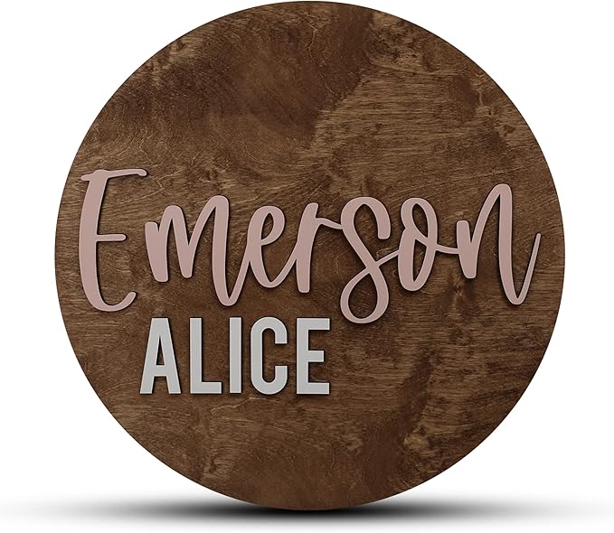 Custom Round Nursery Name Sign, Personalized Wooden Wall Plaque, Baby Shower by HickoryHollowDesigns