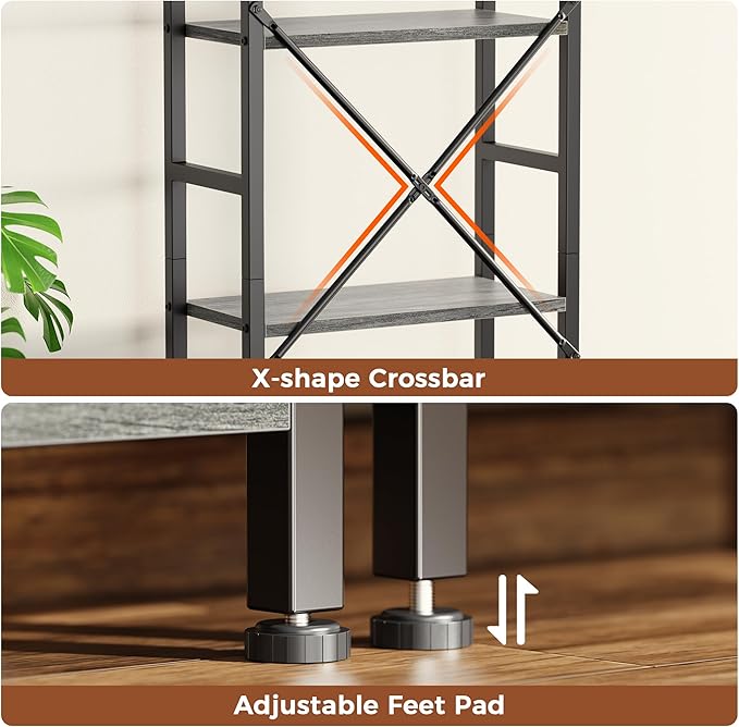 SUPERJARE Triple 6 Tier Bookshelf, Bookcase - Image 7