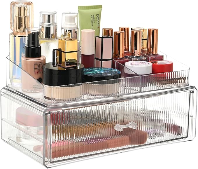 ZHIAIstackable storage drawer, transparent acrylic storage box, cosmetics and by ZHIAI