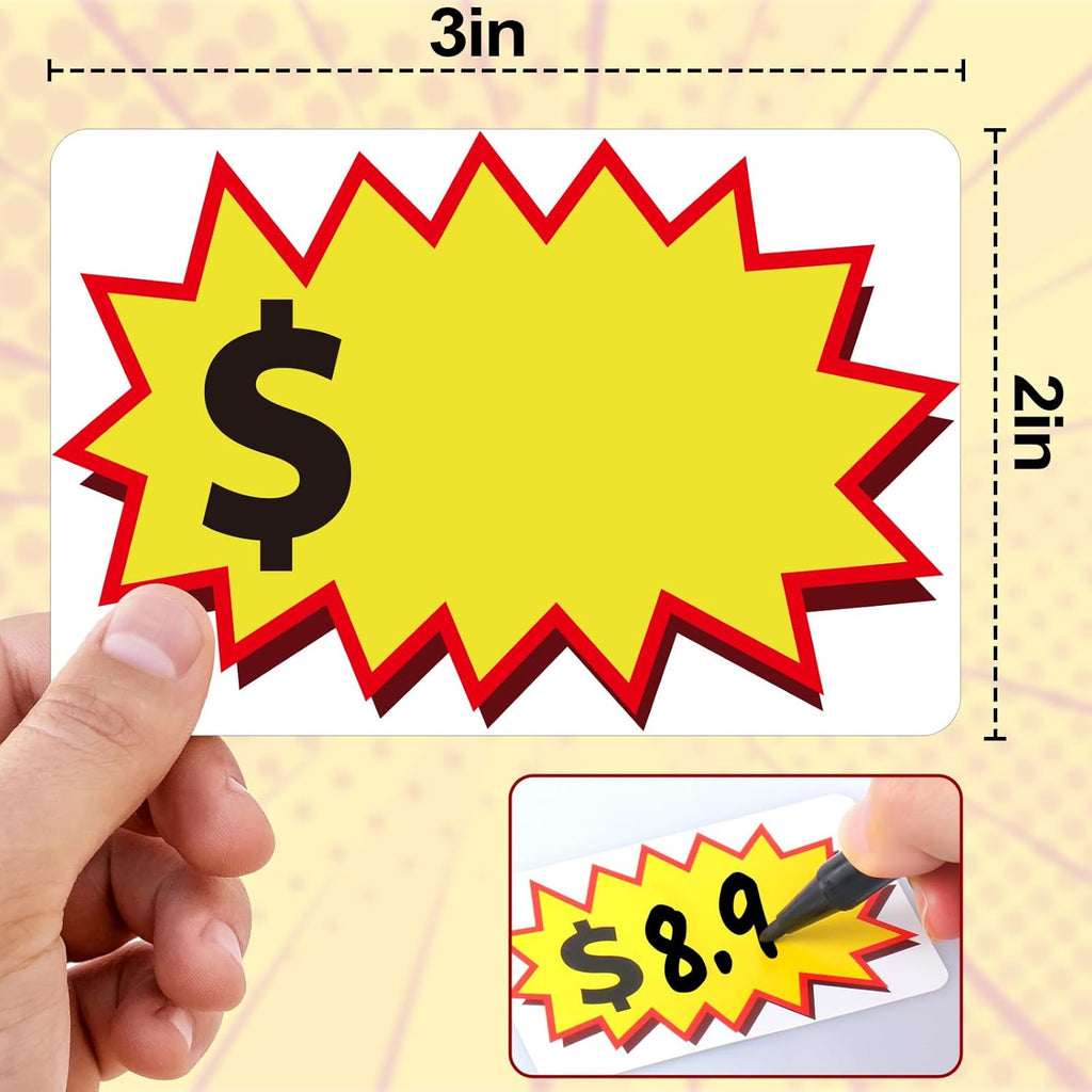 300 Pcs Garage Sale Stickers, (2"x3") Removable Adhesive Yard Sale Price tag Stickers with Space to Write Pricing, Rummage Sale Price Labels for Retail, Flea Market, Annual Community Sales