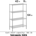 Regal Altair 18" Deep x 42" Wide x 64" Height Wire Shelving Kit | 4-Tier | NSF - Image 3