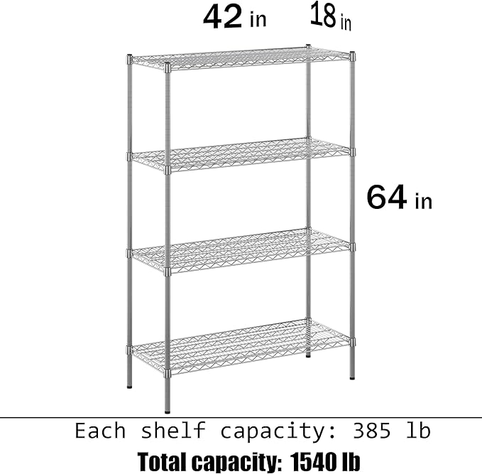 Regal Altair 18" Deep x 42" Wide x 64" Height Wire Shelving Kit | 4-Tier | NSF - Image 3