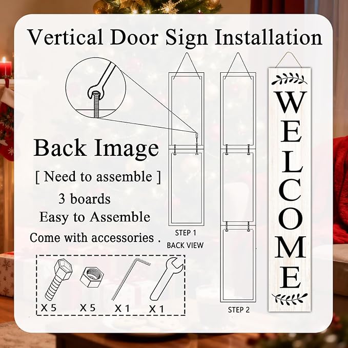 Farmhouse Wooden Merry Christmas Welcome Sign Stand - Image 6