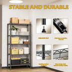 M MZG 1250 lbs 5 Tier Shelf Metal Storage Shelves Shelving Wire Rack Heavy Duty - Image 7