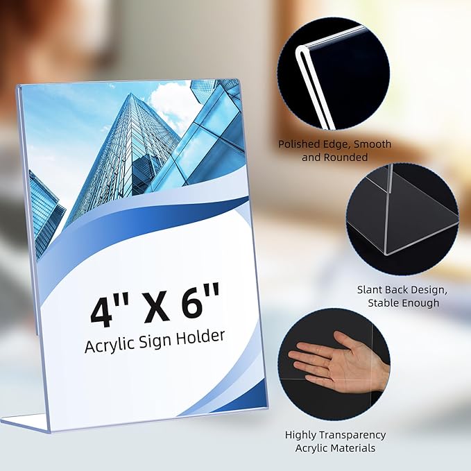 12 Pack Slanted Back Acrylic Sign Holders 4x6 - Image 5