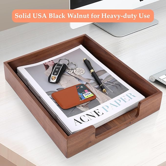Bamber Wood Letter Tray Wooden Desk Organizer Paper Document File Tray - Image 5
