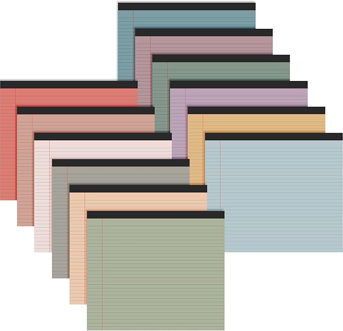Lincia 12 Pcs 11" x 9.5" Legal Pads College Ruled Notepad Landscape Notebook by Lincia