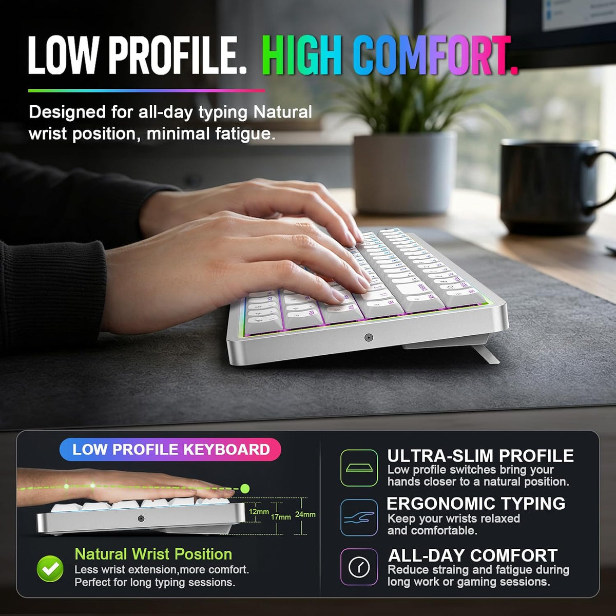 Air75 Low Profile Mechanical Keyboard Wireless, 75% Aluminum Frame, Hot Swapp...