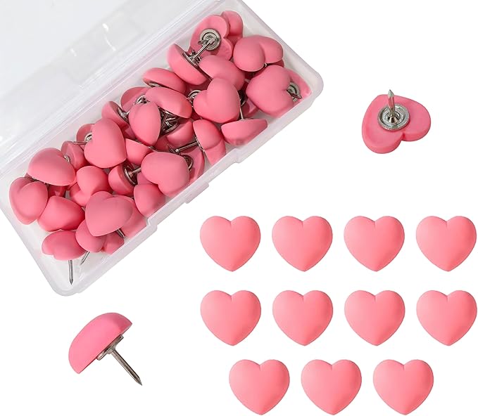 Aoxsie 28pcs Decorative Cute Push Pins Heart Dark Red Thumbtacks Thumb Tacks by Unknown