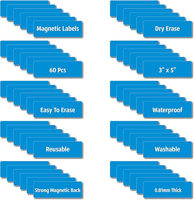 Magnetic Dry Erase Magnets Labels 3x1 inches, Reusable Name Tags, Organizing - Image 2