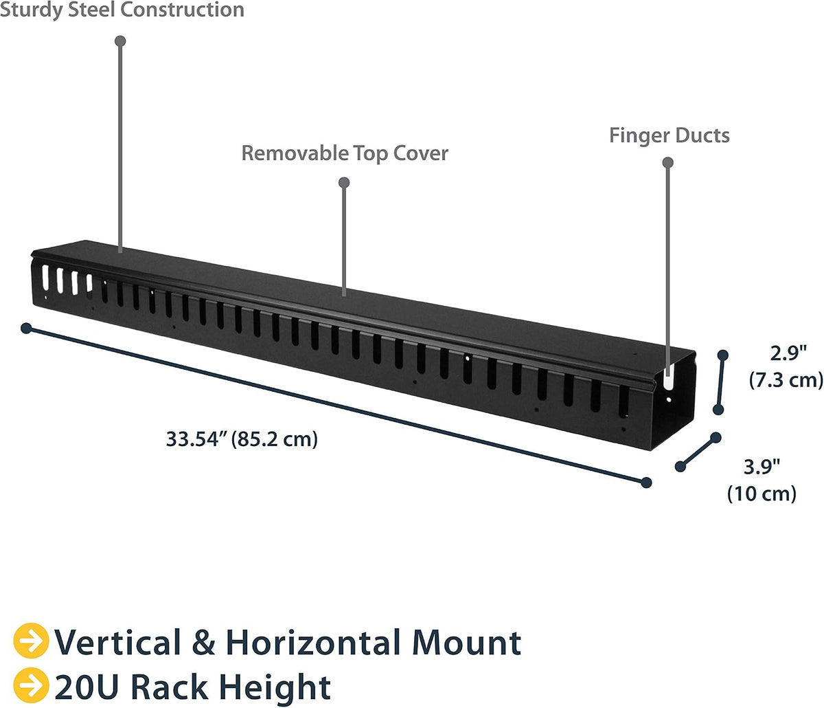 StarTech.com 3ft (1m) Vertical Cable Management Duct with Cover - 0U Open Slo...