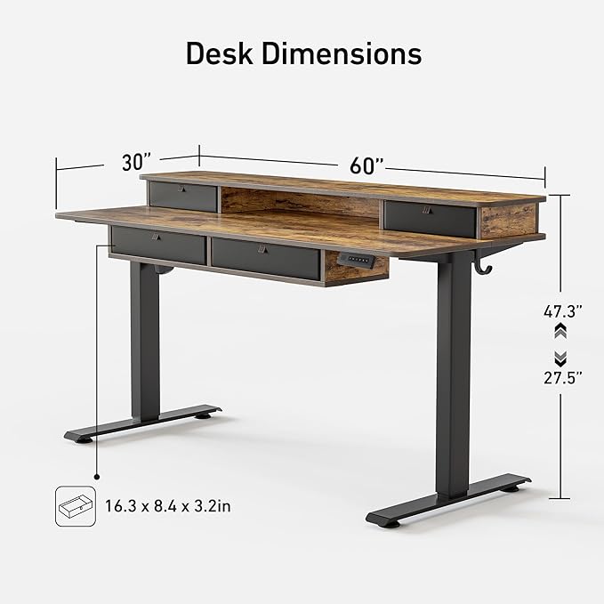 FEZIBO 60'' x 30'' Electric Standing Desk - Image 3