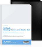 60 Pack Binding Covers and Backs, 10/12 Mil, 8.5X11" | Includes 30 Clear 10 Mil PVC Fronts and 30 Black 12 Mil Sand-Textured Backs for Letter Size Binding