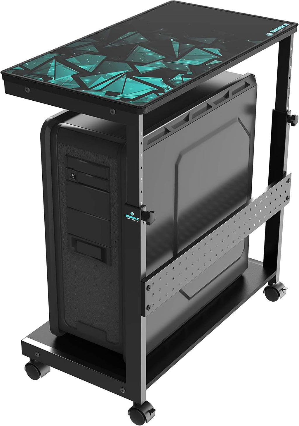 EUREKA ERGONOMIC PC Stand Computer Cart, Height Adjustable Tower Stand 2-Tier