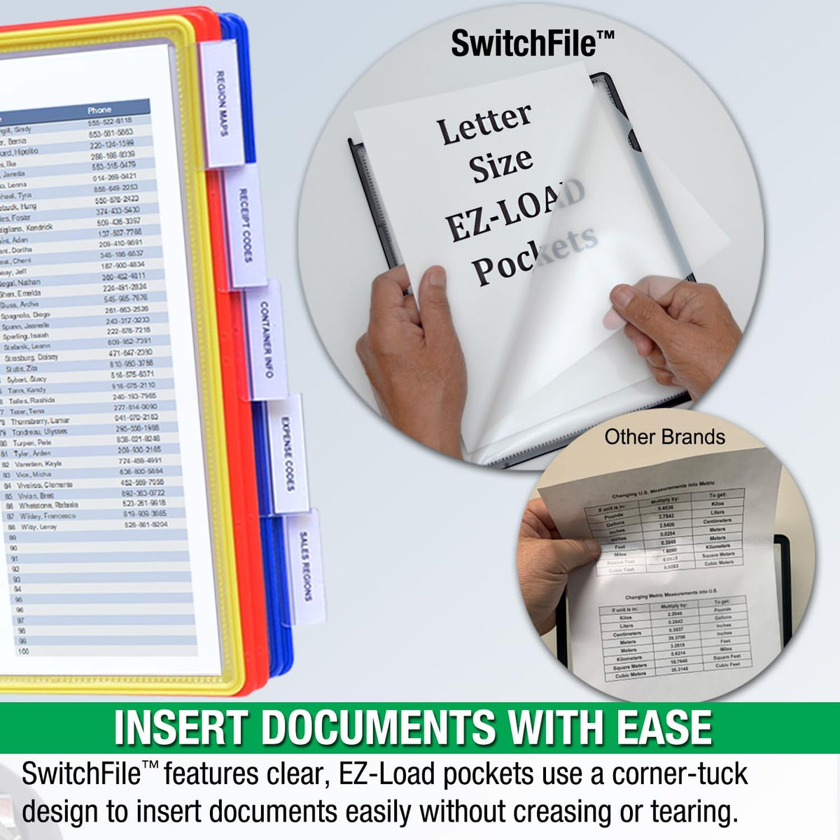 ultimate office switchfile 10-pocket reference display organizer color, side view