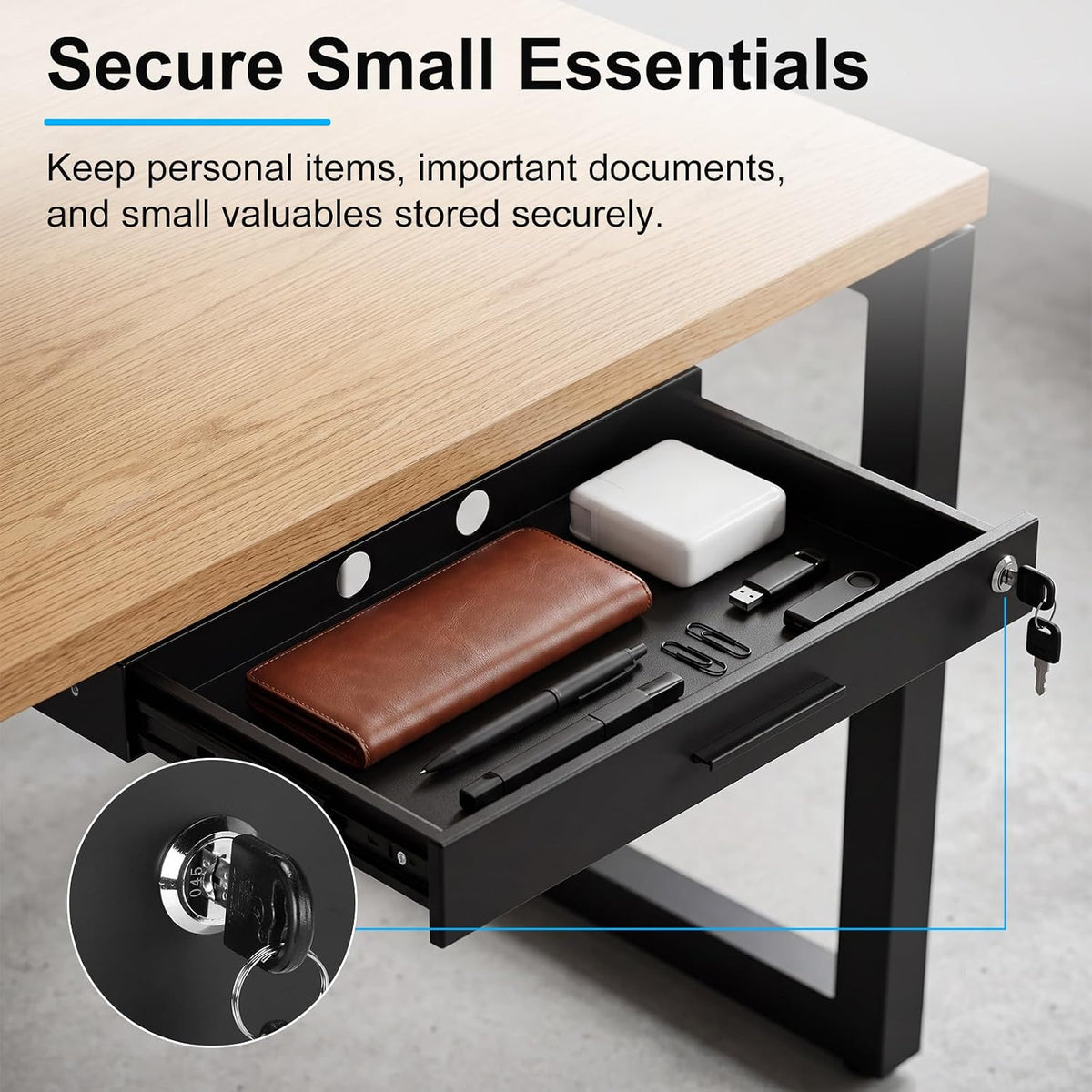 Menkxi 20'' x 9'' Under Desk Drawer Slide Out Storage Organiz...