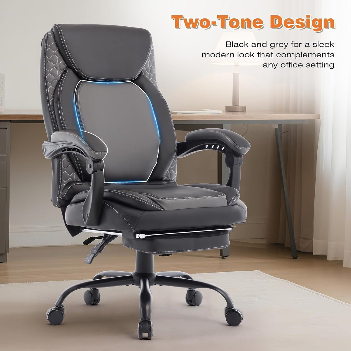Reclining Ergonomic Office Chair with Footrest