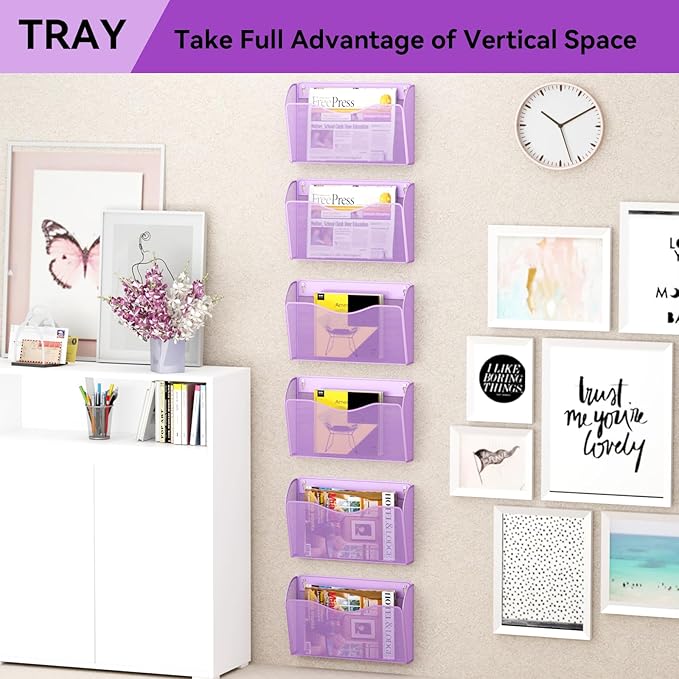 GDINDINFAN 3 Single Pocket Wall File Holder, Mesh Hanging File Folder Paper - Image 7