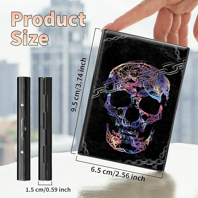 BWEGRHE Slim Credit Card Holder, Shackle Skull RFID Blocking Metal Wallet - Image 2