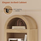 UPOSOJA 76" Tall Narrow Arched Bookcase, 7-Teir Mid-Century Modern Bookshelf - Image 4