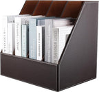 KINGFOM 4-Slot Wood Leather Document Files Holder Rack Stand Desk Files by KingfomLeatherHomeOfficeDecor