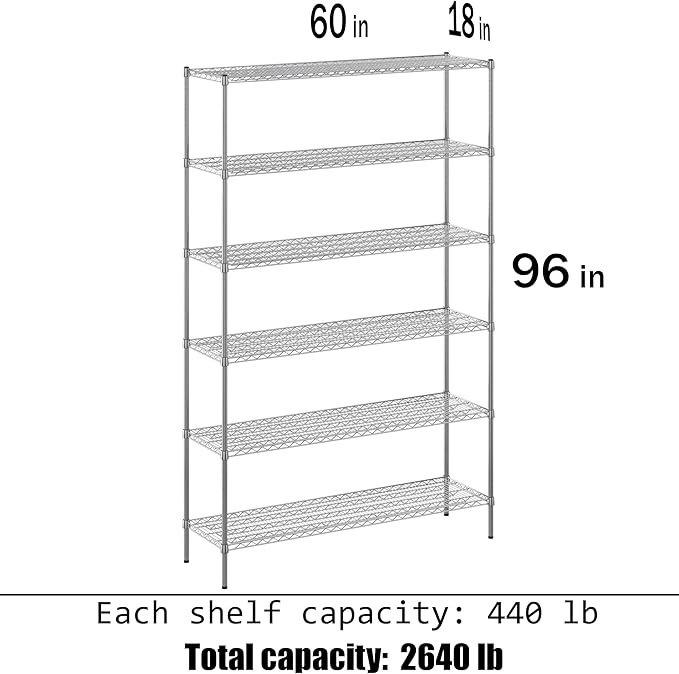 Regal Altair 18" Deep x 60" Wide x 96" Height Wire Shelving Kit | 6-Tier | NSF - Image 3