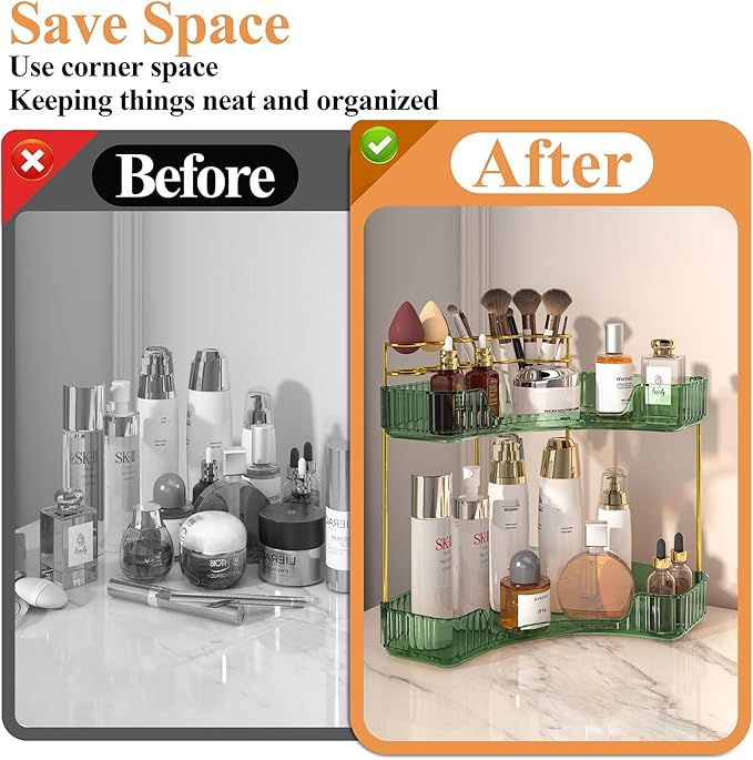 SUNZOS Bathroom Counter Organizer, Corner Vanity Cosmetic Storage - Image 4