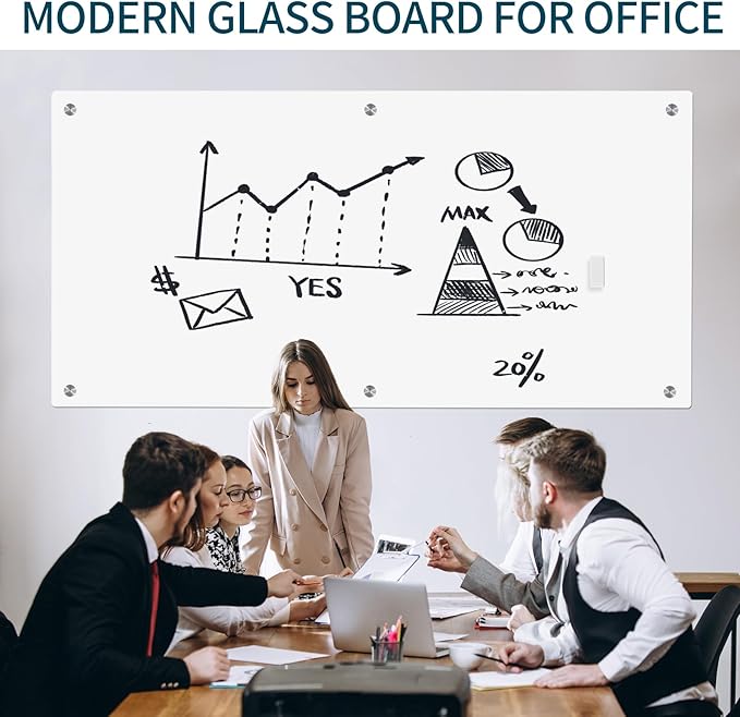 Magnetic Glass Whiteboard 6' x 3', Large Glass Dry Erase Board 70 x 35 Inches - Image 4