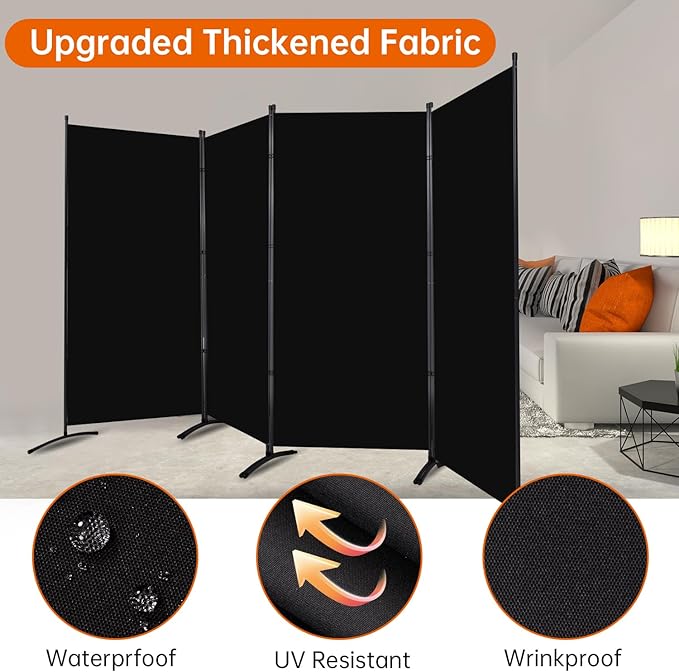 Room Divider 6FT Folding Privacy Screens, 4 Panel Partition Room Dividers - Image 2