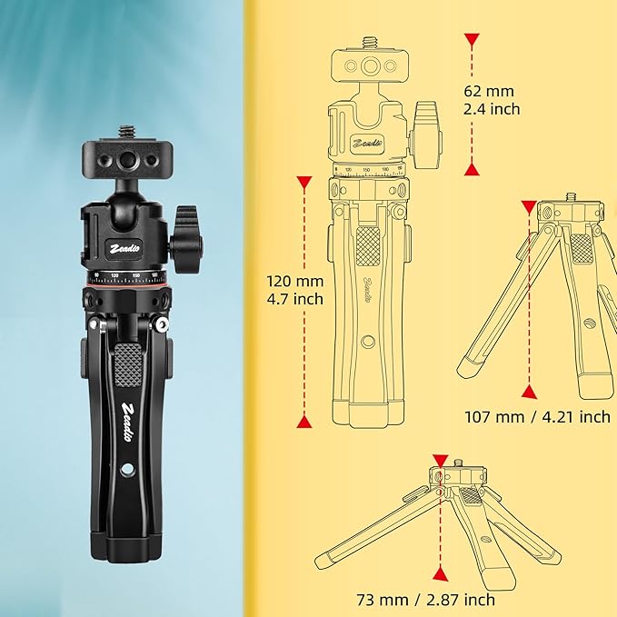 Zeadio Heavy Metal Tripod Kit: 1/4" Screw Adapter Tripod Mount - Image 5