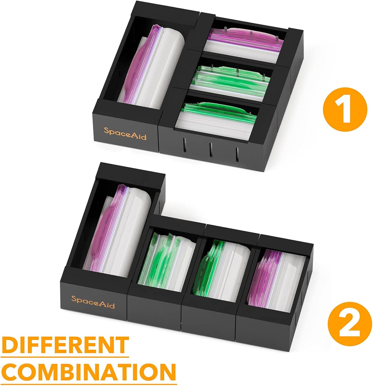 SpaceAid Bag Storage Organizer for Kitchen Drawer, Bamboo Organizer, Compatib...