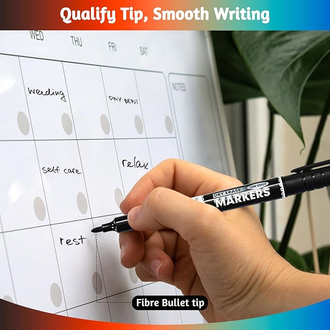 SUQJOY Dry Erase Markers, Bullet Tip Whiteboard Markers, Low Odor Thick Dry - Image 4