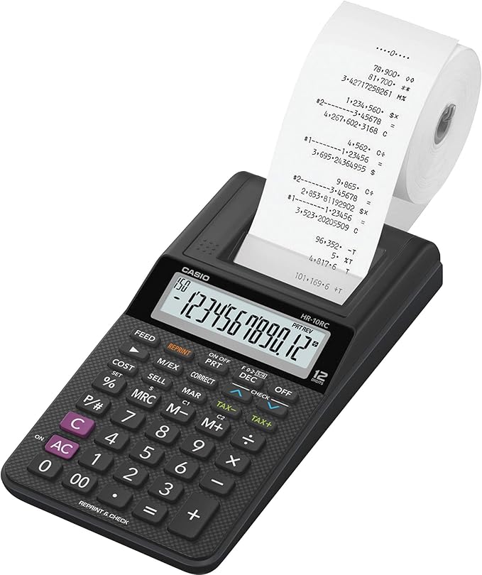 Casio HR-10RC Mini Desktop Printing Calculator | Portable | 12-Digit Display | by Casio