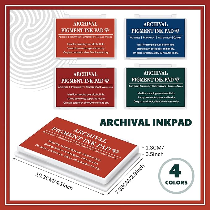 MotiMind 4 Pcs Archival Pigment Waterproof Ink Pad - Image 2