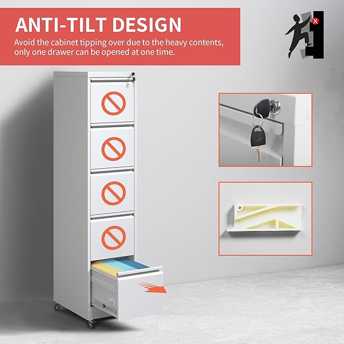 IKIMI 5 Drawer File Cabinet - Image 6