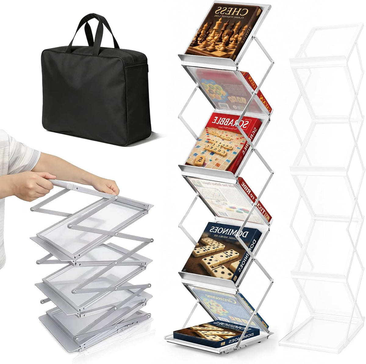 Brochure Display Stand, Magazine Literature Rack, 1-Pack Silver