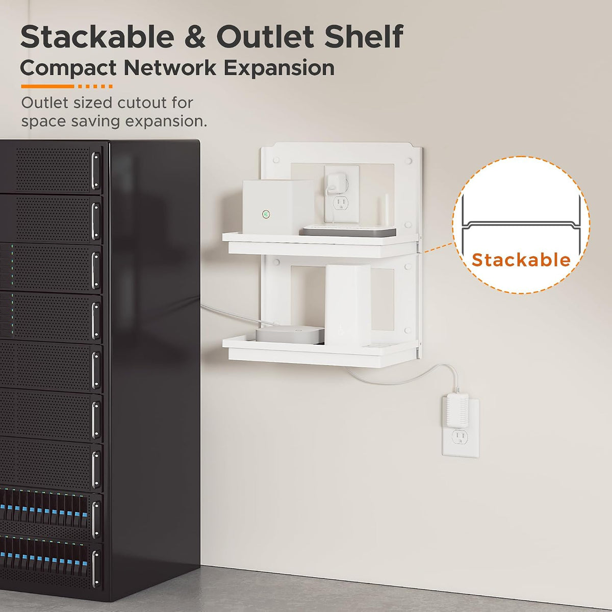 VICSKY 14-inch Wall Mount Router and Modem Shelf with Cable Management