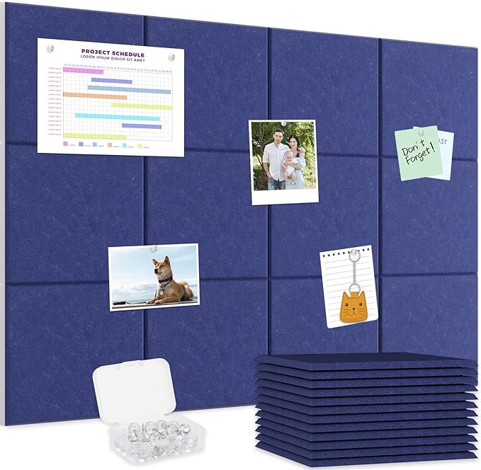 Smarpau Large Cork Board for Walls, 12 Pack Square Bulletin Board, Felt Wall by Smarpau
