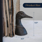 Decorative Distressed Cast Metal Duck Head Bookends - Heavy Duty Book Stopper for Shelves, Cute Novelty Book Holder - Rustic Vintage Home Office Organizer Set of 2