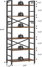 Homeiju 6 Tier Bookshelf, Industrial Bookcase - Image 3
