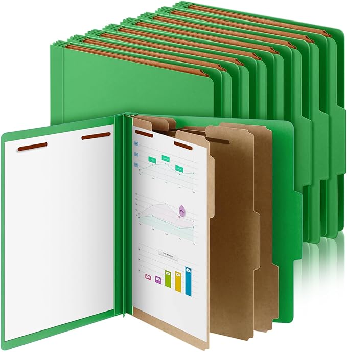 Skyygemm 12 Pcs Classification Folders Letter Size, 3 Divider Pressboard File by Skyygemm