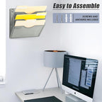 EASEPRES 3 Pocket Mesh Hanging Wall File Organizer, Wall Mounted Mail Paper - Image 6